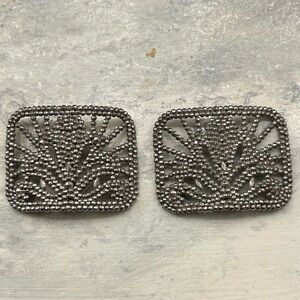 Antique French Victorian 1800s Pair CUT STEEL BUCKLES Shoes Choker